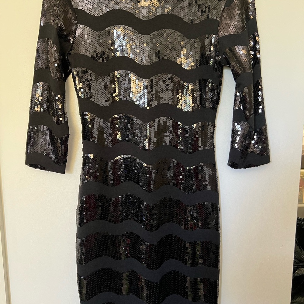 Charlotte Russe Black Sequin Long Sleeve Dress